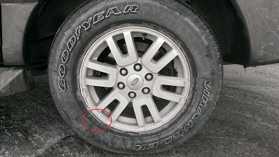 Used Tire with DOT Code Location Highlighted