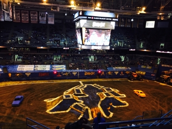 Monster Jam Milwaukee Donated Junk Cars in Arena